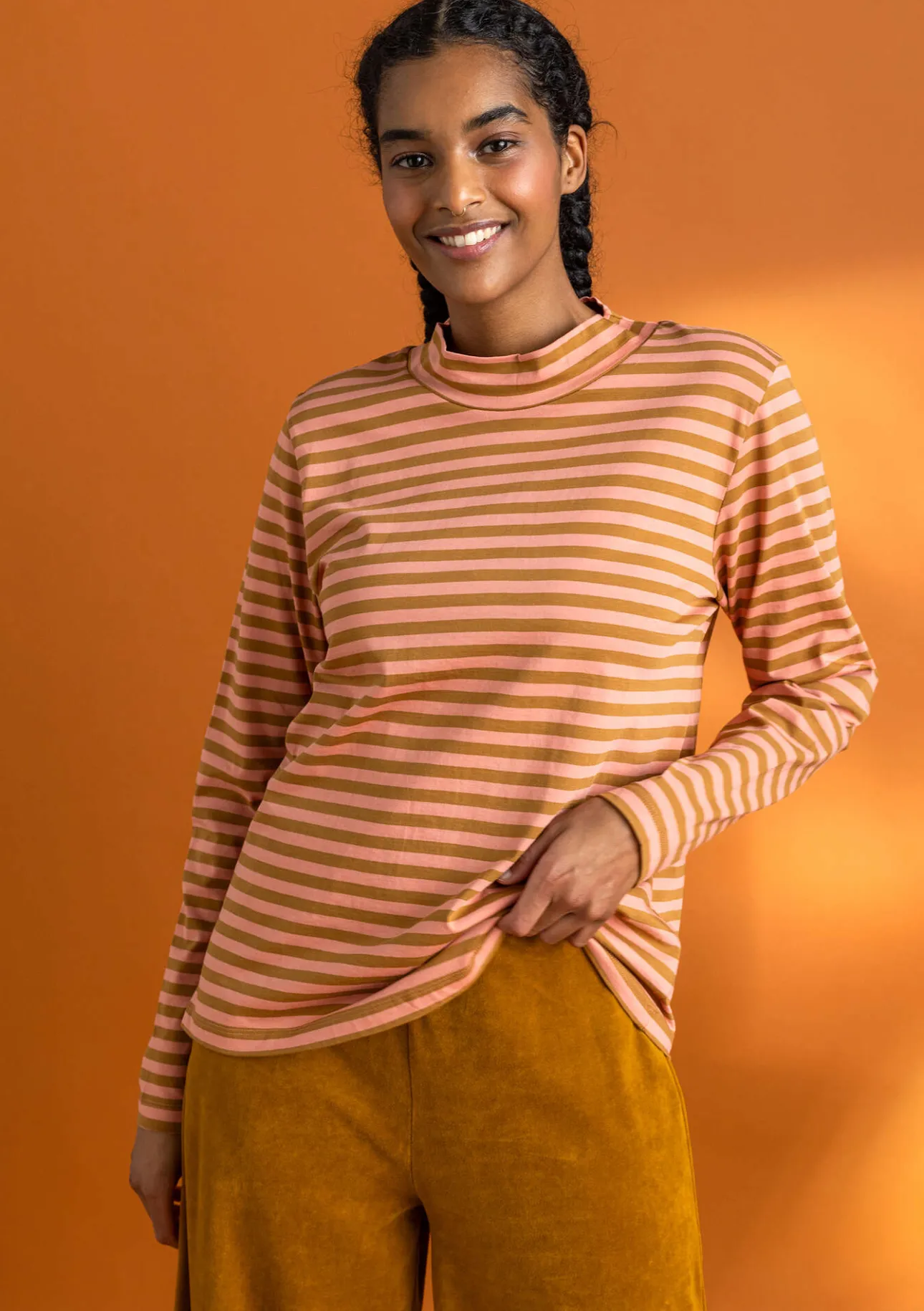 Gudrun Sjödén Gestreiftes Stehkragenshirt aus Bio-Baumwolle> Pullover & Shirts