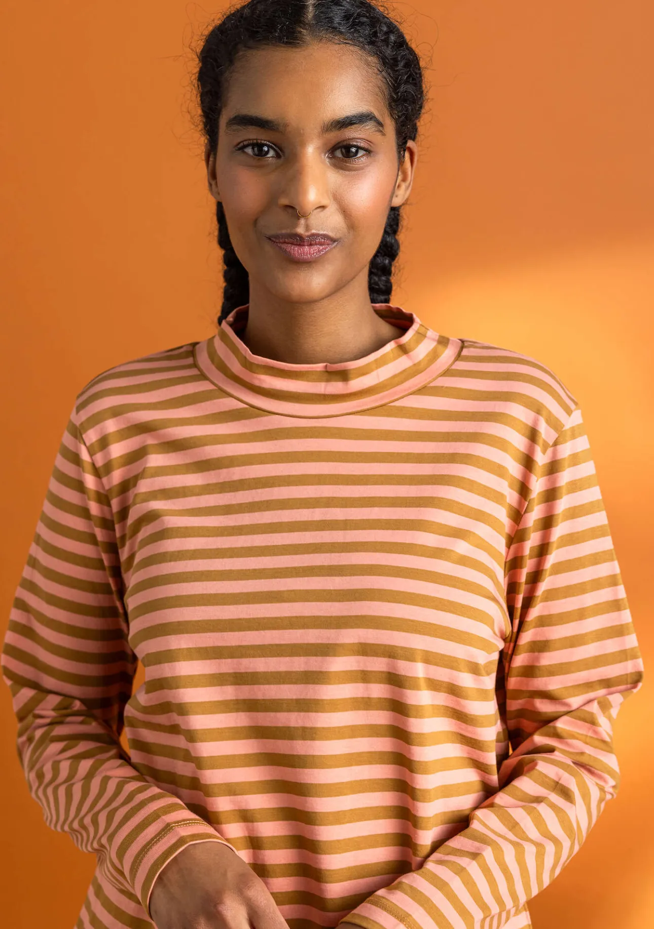 Gudrun Sjödén Gestreiftes Stehkragenshirt aus Bio-Baumwolle> Pullover & Shirts