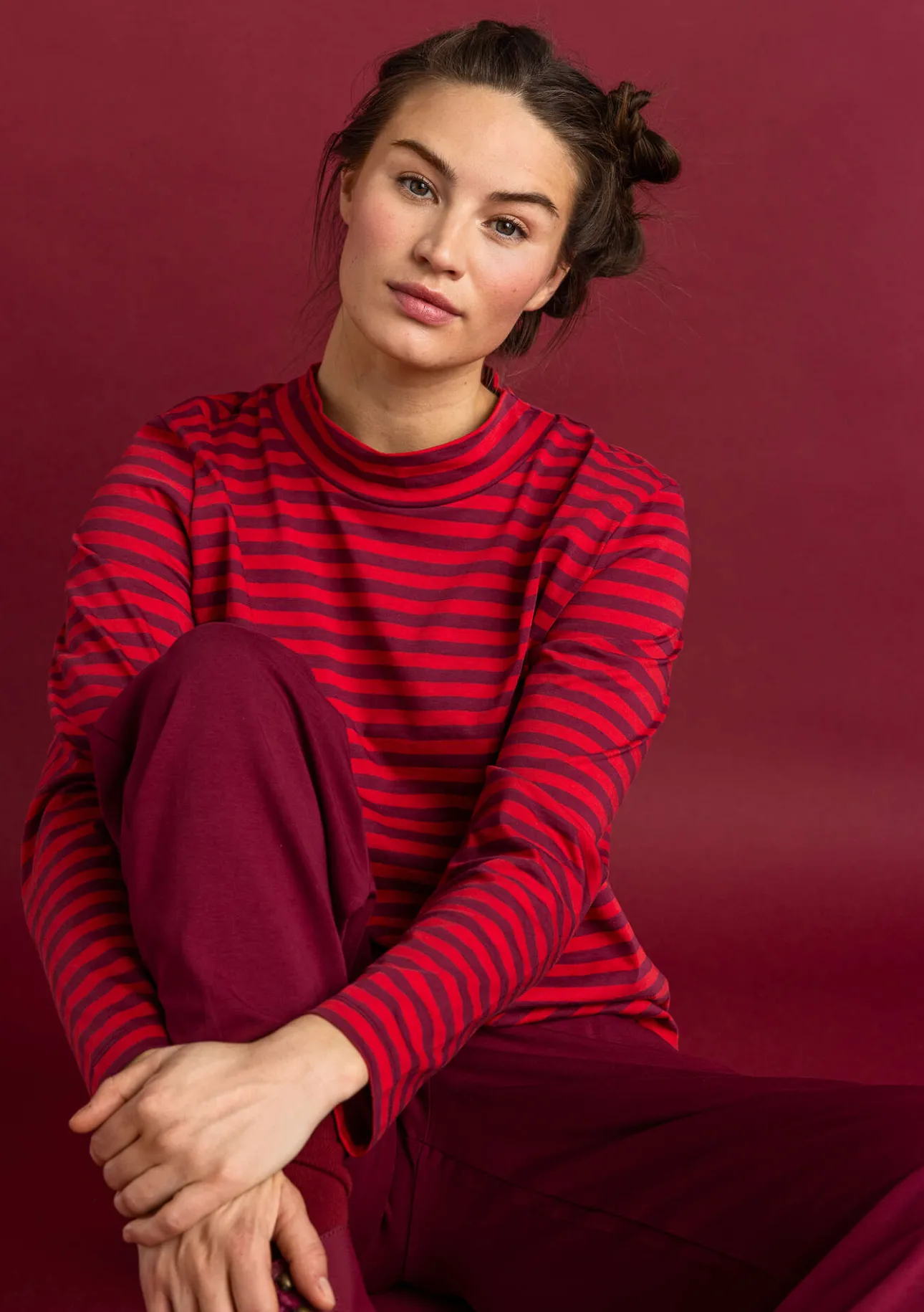 Gudrun Sjödén Gestreiftes Stehkragenshirt aus Bio-Baumwolle> Pullover & Shirts