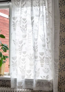Gudrun Sjödén Kurze Gardine „Flower pots“ aus Bio-Baumwolle> Gardinen|Heimtextilien