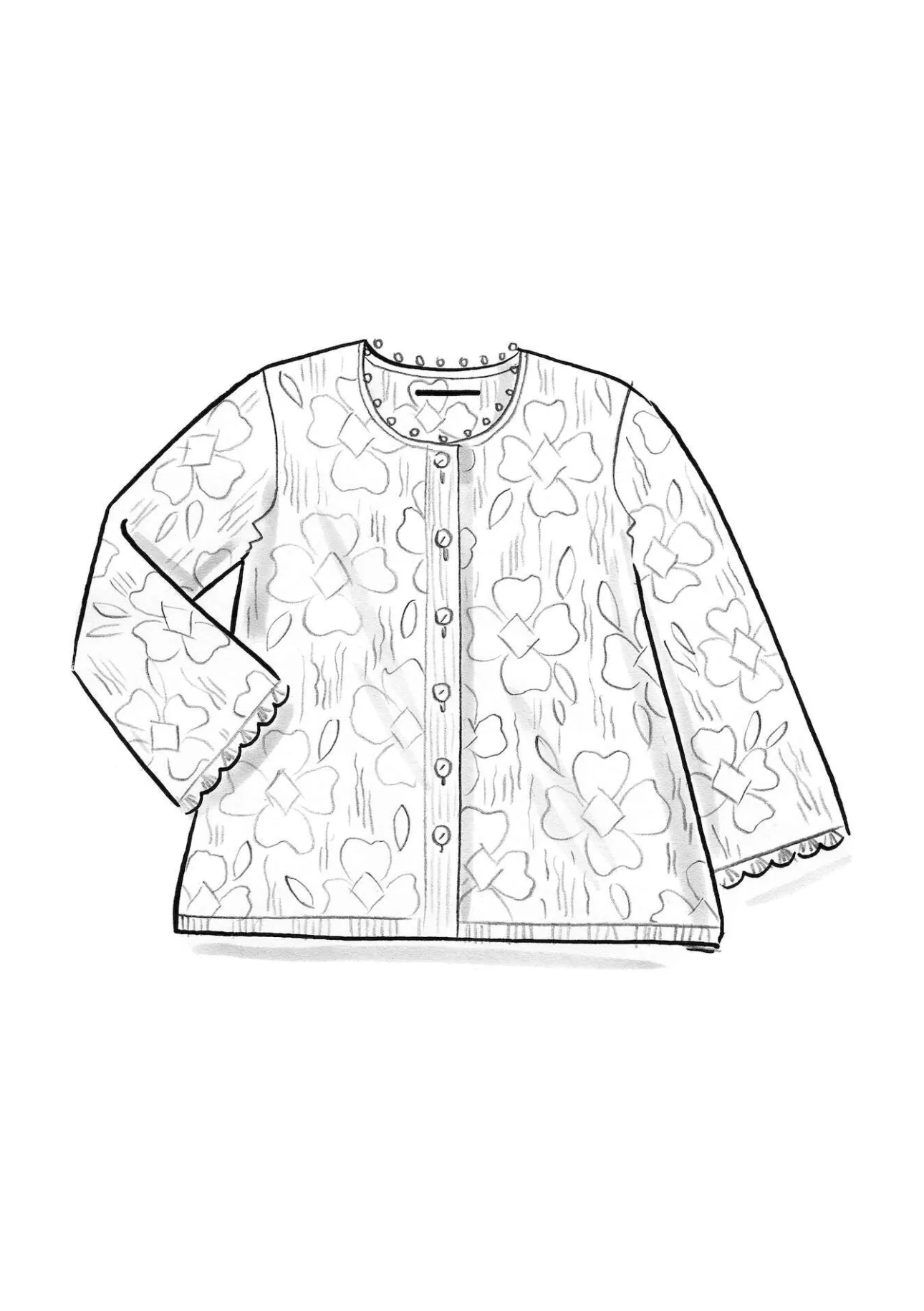 Gudrun Sjödén Pointelle-Strickjacke „Blomstra“ aus Bio-Wolle> Strickjacken