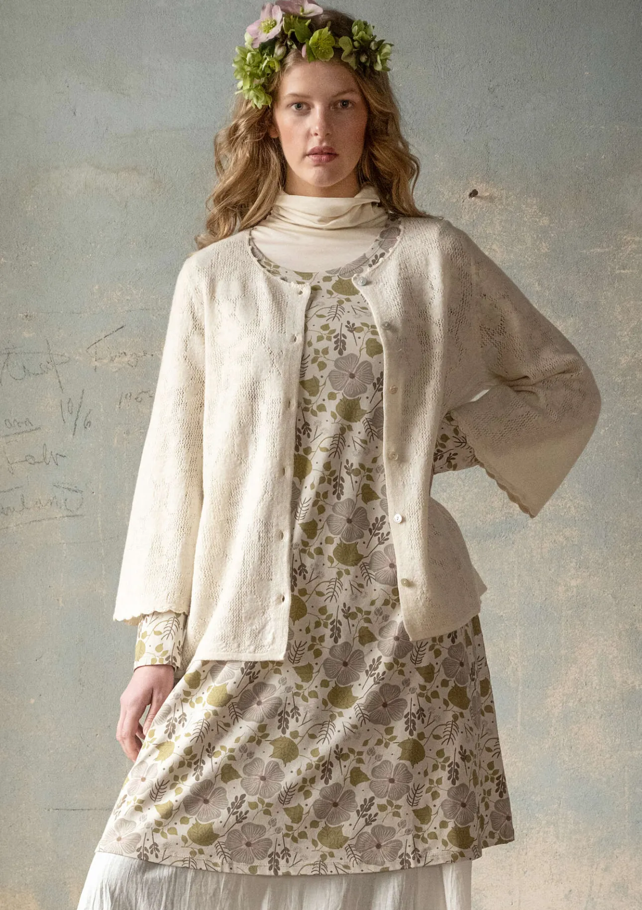 Gudrun Sjödén Pointelle-Strickjacke „Blomstra“ aus Bio-Wolle> Strickjacken