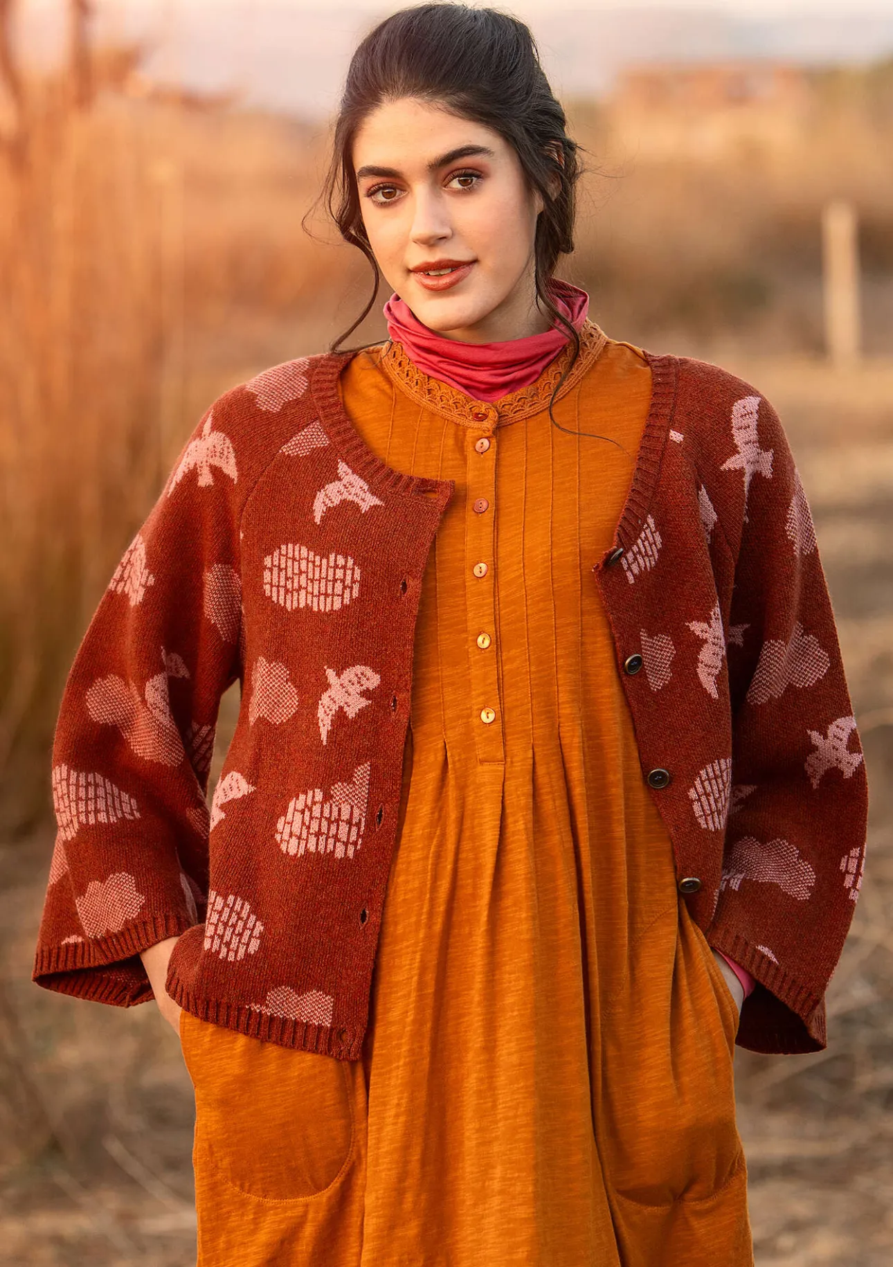 Gudrun Sjödén Strickjacke „Flyttfågel“ aus Recycling-Wollmischung/Recycling-Baumwolle> Strickjacken