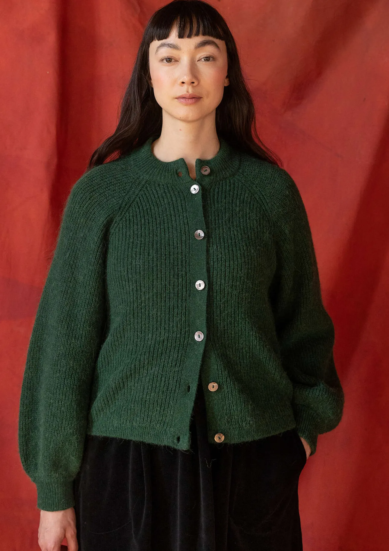 Gudrun Sjödén Strickjacke „Vinternatt“ aus Bio- und Recycling-Baumwolle/Alpakawollgemisch> Strickjacken