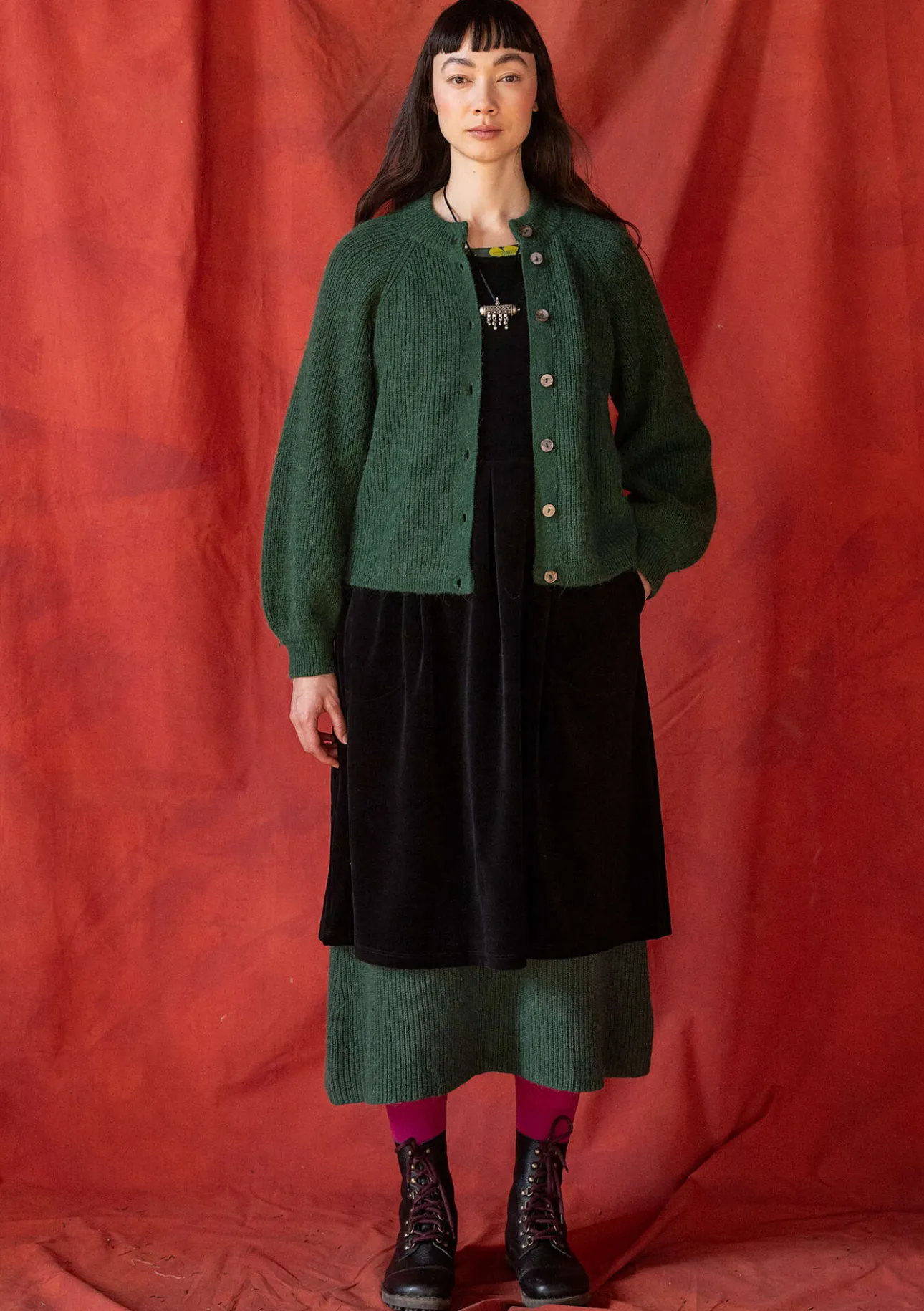 Gudrun Sjödén Strickjacke „Vinternatt“ aus Bio- und Recycling-Baumwolle/Alpakawollgemisch> Strickjacken