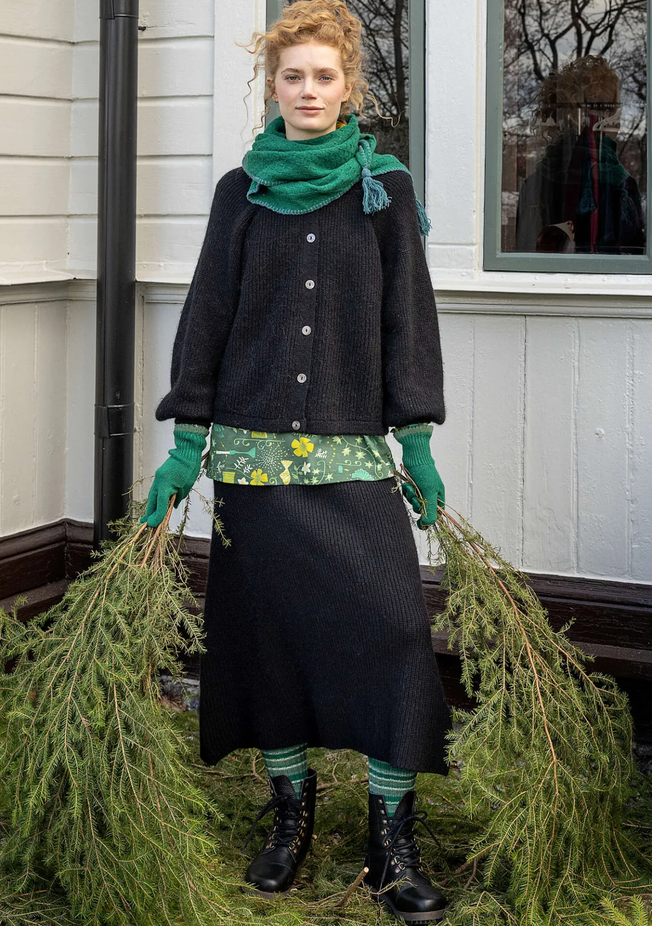 Gudrun Sjödén Strickrock „Vinternatt“ aus Bio- und Recycling-Baumwolle/Alpakawollgemisch> Röcke
