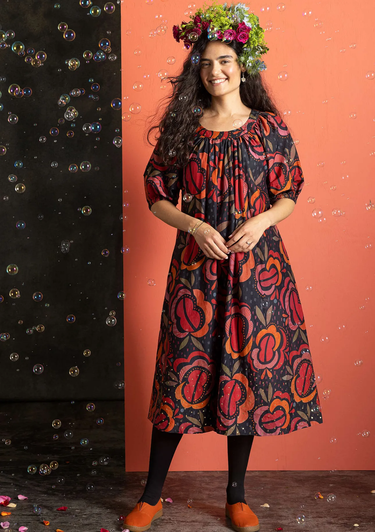 Gudrun Sjödén Webkleid „Great Rose“ aus Bio-Baumwolle/Seide> Kleider
